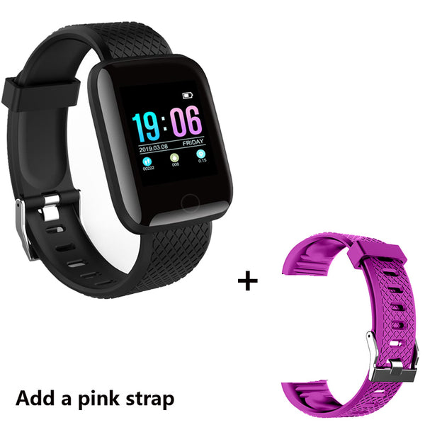 Add a pink strap - Smart Watch Men Blood Pressure Waterproof Smartwatch Women Heart Rate Monitor Fitness Tracker Watch GPS Sport For Android IOS