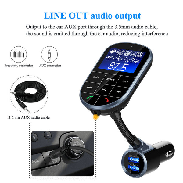 [variant_title] - YASOKRO FM Transmitter Aux Modulator Bluetooth Handsfree Car Kit Car Audio MP3 Player with 1.44 LCD display Dual USB Car Charger