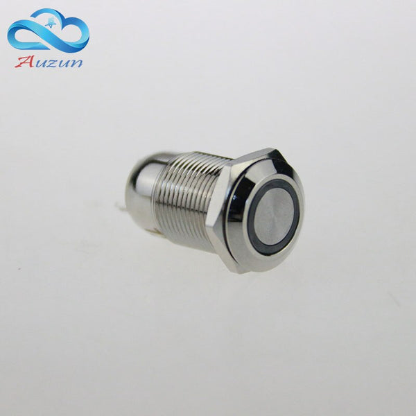 [variant_title] - 12 mm metal button self-locking with lamp button 220 v led copper plating nickel 2 a / 250 VDC waterproof rust