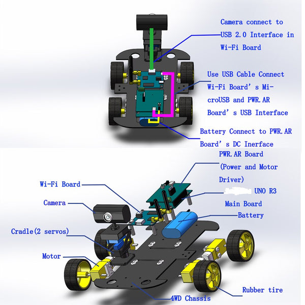 [variant_title] - Wifi Smart Car Robot Kit for arduino iOS Video Car Robot Wireless Remote Control Android PC Video Monitoring