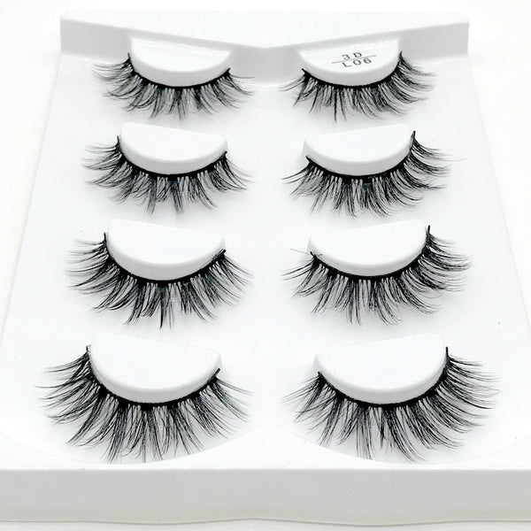 [variant_title] - HBZGTLAD 4 pairs natural false eyelashes fake lashes long makeup 3d mink lashes eyelash extension mink eyelashes for beauty