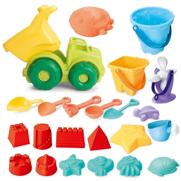 23pcs a lot - Soft Silicone Beach Toys for children SandBox Set Kit Sea sand bucket Rake Hourglass Water Table play and Fun Shovel mold Summer