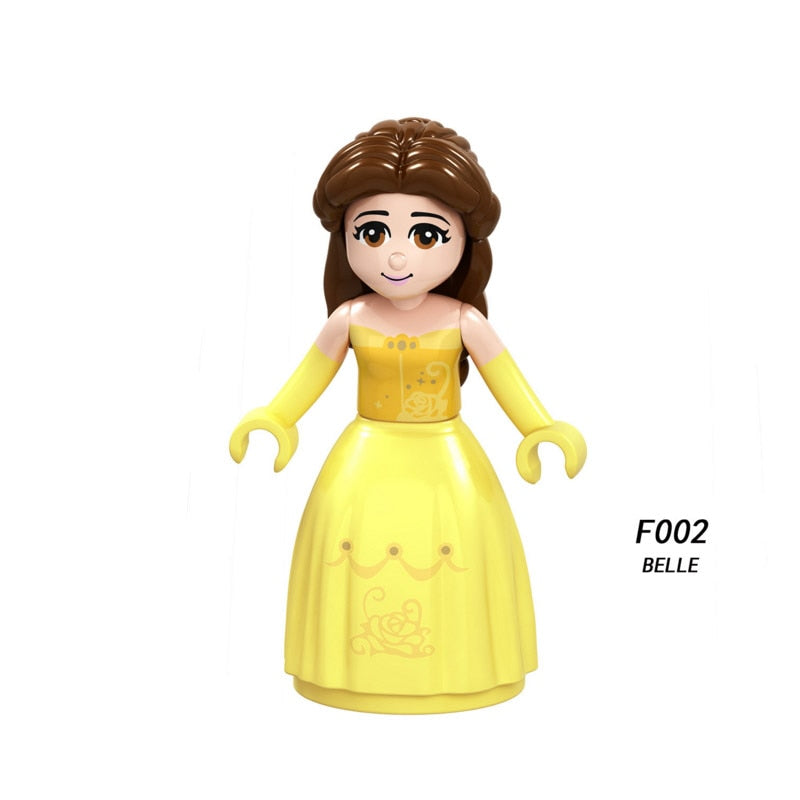 F002 belle - Snow White Fairy Tale Princess Girl anna elsa beast cinderella maleficent Friends Building Blocks Toy kid gift Compatible Legoed
