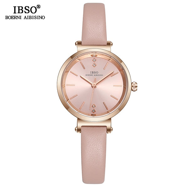 Pink - IBSO 8 MM Ultra-Thin Wrist Women Watches Luxury Female Clock Fashion Montre Femme 2019 Quartz Ladies Watch Relogio Feminino
