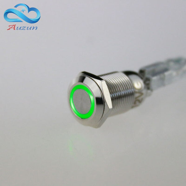 [variant_title] - 12 mm metal button self-locking with lamp button 220 v led copper plating nickel 2 a / 250 VDC waterproof rust