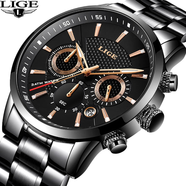 [variant_title] - LIGE 2018 Watch Men Fashion Sport Quartz Clock Mens Watches Brand Luxury Full Steel Business Waterproof Watch Relogio Masculino