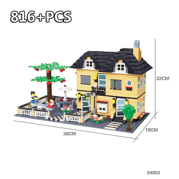 816PCS Block No Box - City Architecture Villa Cottage Model Beach Hut Modular Home House Village Building Blocks Compatible Legoingly Friends Toy Gift