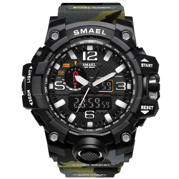 Camo Army Green - Men Military Watch 50m Waterproof Wristwatch LED Quartz Clock Sport Watch Male relogios masculino 1545 Sport Watch Men S Shock