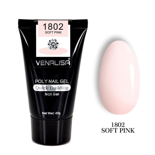 1802 soft pink - VENALISA Poly Gel Kits Nail Art French Nail Art Clear Camouflage Color Nail Tip Form Crystal UV Gel Polygel Slice Brush Nail Gel