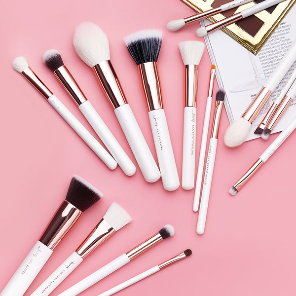 [variant_title] - Jessup brushes Pearl White/Rose Gold Makeup brushes set Professional Beauty Make up brush Natural hair Foundation Powder Blushes