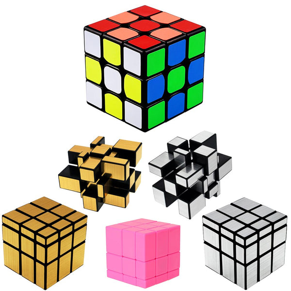 [variant_title] - 3*3*3 Magic Cube Puzzle Toy for Children Kids Speed Cube 3x3x3 on 3 Mirror Cube & Holder Qiyi Speed Cubs Megico Keychain Keyring