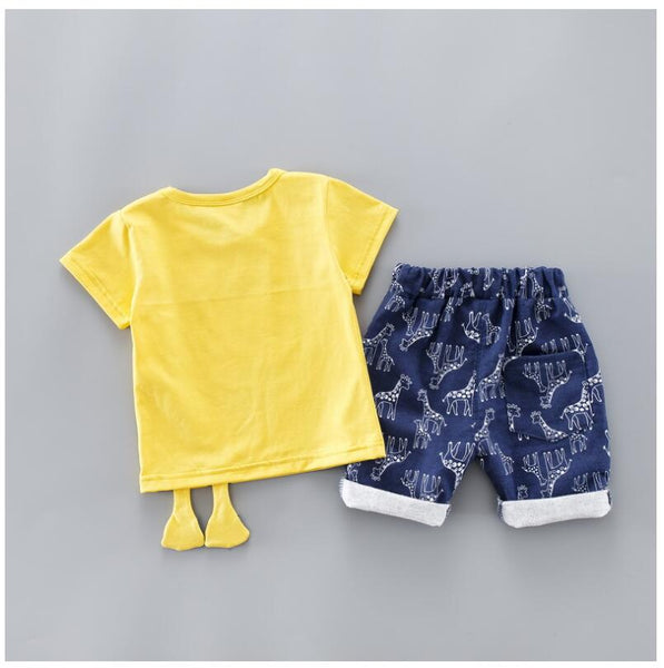 [variant_title] - 2019 Summer New Baby Boy Girls Clothing Sets Infant Toddler Clothes Suits Giraffe T Shirt  Shorts Kids Children Clothes Suits