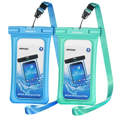 2pcs Blue Green - Mpow IPX8 Waterproof Bag Case Universal 6.5 inch Mobile Phone Bag Swim Case Take Photo Under water For iPhone Xs Samsung Huawei