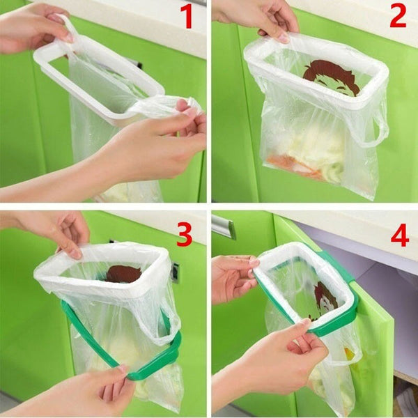 [variant_title] - Plastic Attach-A-Trash Hanging Trash Bag Holder Kitchen Bathroom Tool