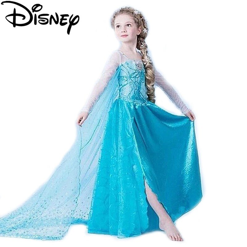 1-1254 / 10T - Disney Frozen snow queen elsa baby girls Cosplay Costume princess anna Kids clothes Halloween Christmas carnival infant dress