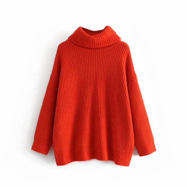 Vadim women turtleneck knitted loose sweater oversized warm thick long sleeve pullovers female casual chic tops HA086