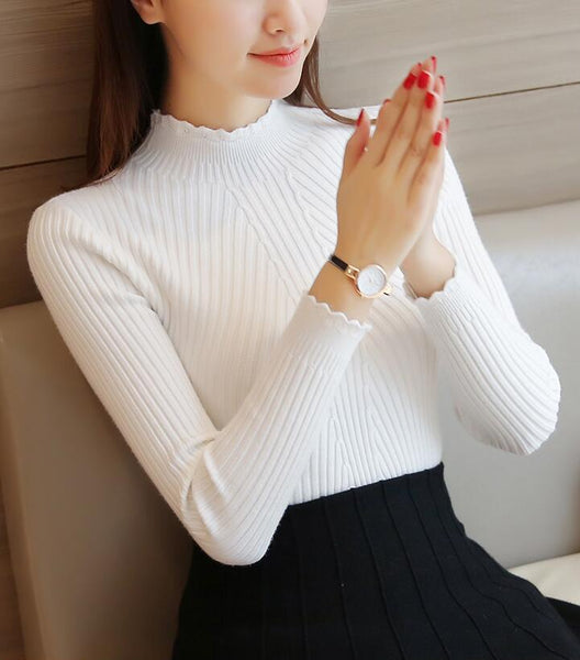 Knitted Sweater Turtleneck Women Winter Autumn 2018 Long Sleeve Female  Slim Thin Ladies Tops Women's Pullovers Pull Femme Hiver