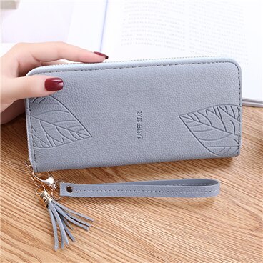 Gray - Womens Wallets and Purses PU Leather Wallet Femal Red/pink/black/gray Long Women Purse Large Capacity Bag Women&#39;s Wallet