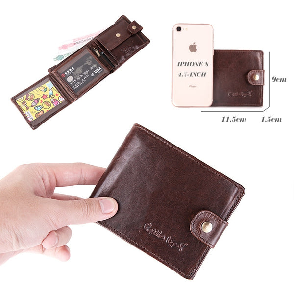 1209020-1 - Cobbler Legend Real Cowhide Leather Bifold Clutch Genuine Leather Men's Short Wallets Coin Purses Male ID Credit Cards Holder