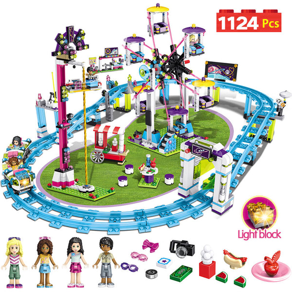 [variant_title] - Bricks Compatible with LegoINGLY Blocks Friends Amusement Park Roller Coaster Figure Model Toys Hobbie Children Girls