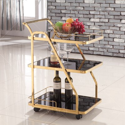 [variant_title] - Louis Fashion Trolley Stainless Steel Dim Sum Tempered Glass Restaurant High Grade Drinks Tea and Water