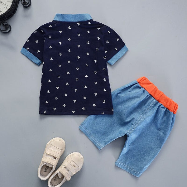 [variant_title] - 2019 Summer boys clothes sets Baby boy fashion print T-shirt + shorts  2 pieces baby cotton clothing set