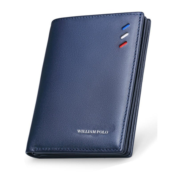 blue - WilliamPOLO 100% Genuine Leather Men Wallets Men Wallet   Male Purse Short Wallet Money Clip Purses Leather Purse Wallets