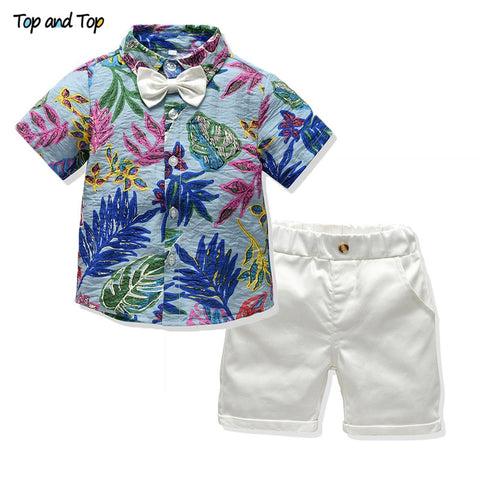 [variant_title] - Top and Top New Arrival Boys Summer Clothing Set Kids Cotton Casual Shirt Top+Short Pants 2Pcs Children Boys Tracksuits Outfits