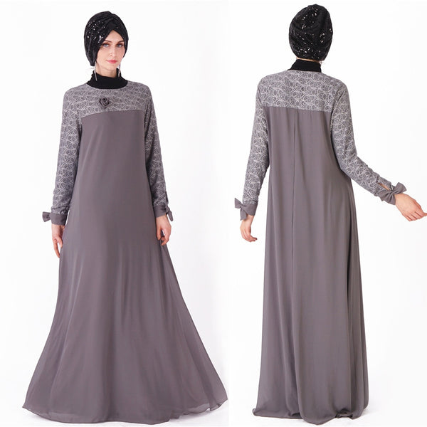[variant_title] - Flower Lace Bow Abaya Robe Dubai Muslim Hijab Dress Turkey Abayas For Women Qatar Kaftan Caftan Ramadan Elbise Islamic Clothing