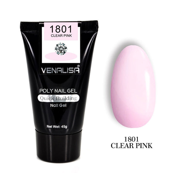 1801 clear pink - VENALISA Poly Gel Kits Nail Art French Nail Art Clear Camouflage Color Nail Tip Form Crystal UV Gel Polygel Slice Brush Nail Gel
