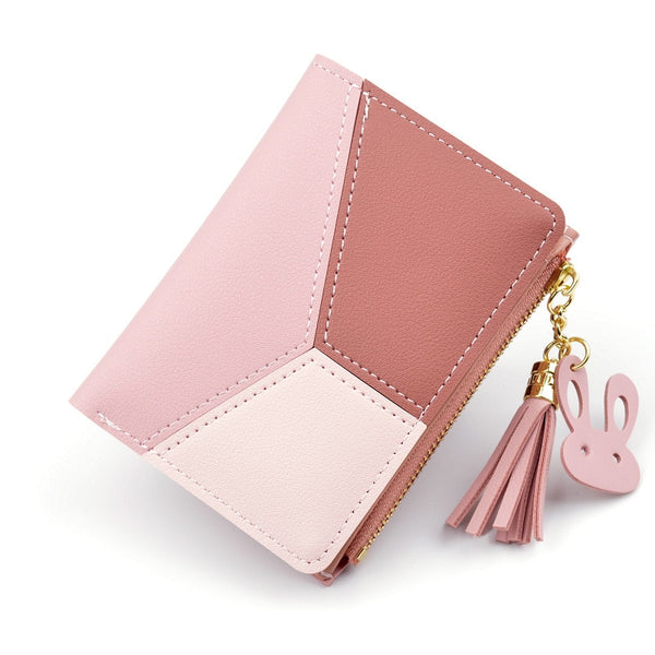 [variant_title] - New Arrival Wallet Short Women Wallets Zipper Purse Patchwork Fashion Panelled Wallets Trendy Coin Purse Card Holder Leather