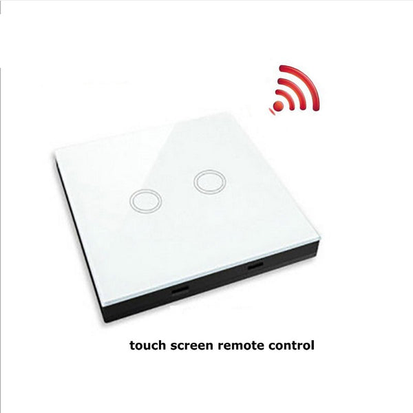 2 gang W transmitter - EU Standard Double Control Switch Wireless Remote Control Transmitter 433 Mhz Glass Panel switch shape for wall light