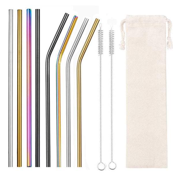 Mix1 8pcs - 2/4/8Pcs Colorful Reusable Drinking Straw High Quality 304 Stainless Steel Metal Straw with Cleaner Brush For Mugs 20/30oz