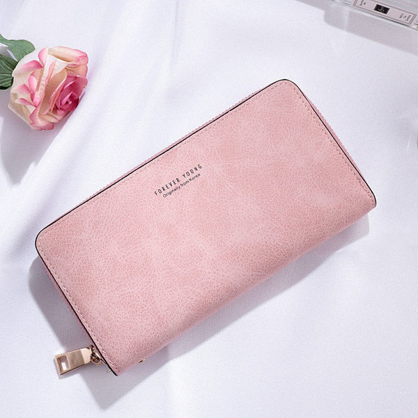 Pink - Brand Designer Wristband Wallets Women Many Departments Clutch Wallet Female Long Large Card Purse Ladies Handbag