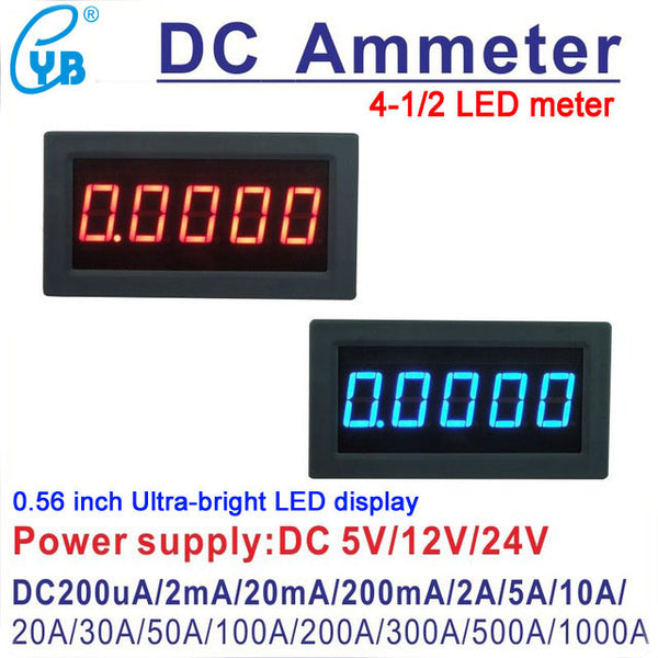[variant_title] - YB5145B LED Digital Ammeter DC Current Meter Amp panel meter 4 1/2 Ampere 100uA 200uA 2mA 200mA 2A 5A 10A 30A 50A 100A 300A 500A