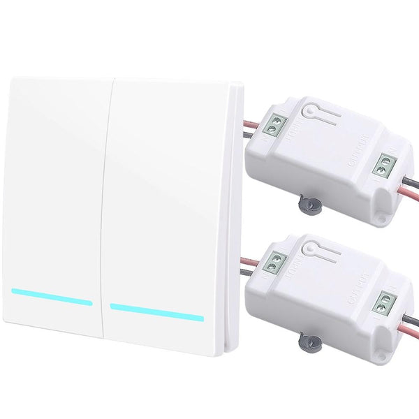 2 gang 2 Receiver W - SMATRUL 433Mhz Wireless smart Light Switch RF Remote Control 1000W 50M AC 110V 220V Receiver Wall Panel push button Bedroom Lamp