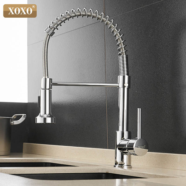 1343A-C - XOXO Kitchen Faucet Pull Out Cold and Hot Brushed Nickel Torneira  Rotate Swivel 2-Function Water Outlet Mixer Tap 1343A-S