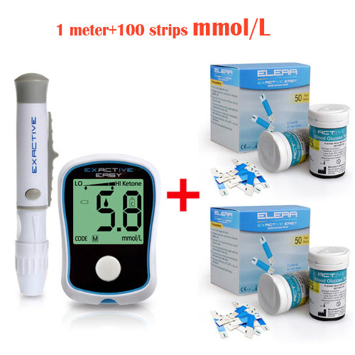 100 strips set - ELERA Blood Suger Monitor glycuresis Monitor Glucose meter medidor de glicose with 50 Diabetic test strips & Lancets