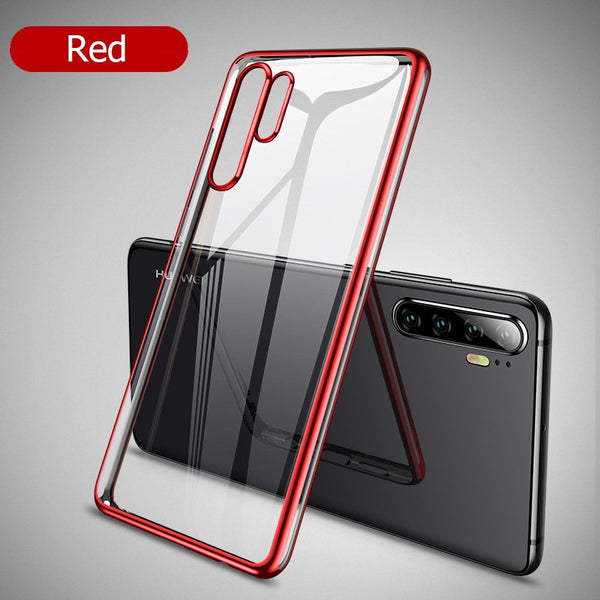 Red / For P30 Lite - For Huawei P30 Pro Case 3D Laser Plating Luxury TPU Soft Clear Cover For Huawei P30 Lite Bright Crystal Phone Cases