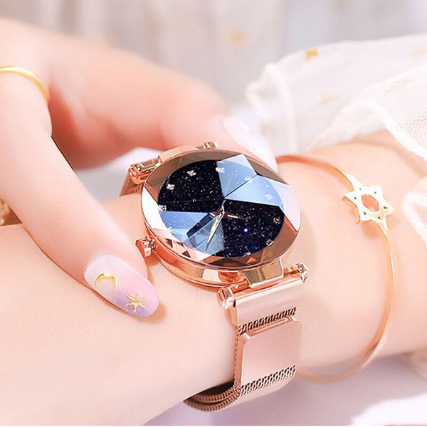 [variant_title] - luxury ladies watch magnet mesh with starry luminous fashion diamond female quartz watch relogio feminino zegarek damski