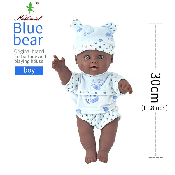 17 - black  baby dolls pop green African! 12inch  lol reborn silicone vinyl 30cm newborn poupee boneca baby soft toy girl kid todder