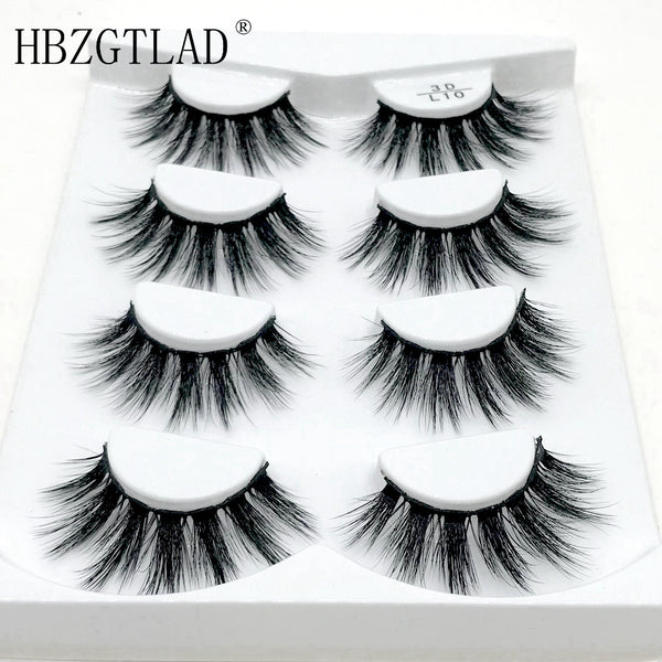 [variant_title] - HBZGTLAD 4 pairs natural false eyelashes fake lashes long makeup 3d mink lashes eyelash extension mink eyelashes for beauty