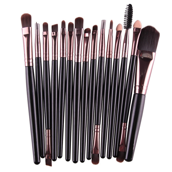 HK - MAANGE Pro 15Pcs Makeup Brushes Set Eye Shadow Foundation Powder Eyeliner Eyelash Lip Make Up Brush Cosmetic Beauty Tool Kit Hot