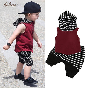 [variant_title] - ARLONEET  Toddler Kids Baby Boy Hooded Vest Tops+Shorts Pants 2pcs Outfits Clothes Set 2018 HOT Dropshipping  _E21