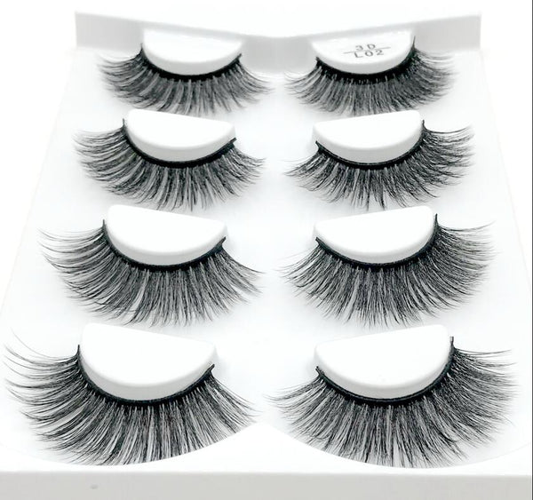 L02 - HBZGTLAD 4 pairs natural false eyelashes fake lashes long makeup 3d mink lashes eyelash extension mink eyelashes for beauty