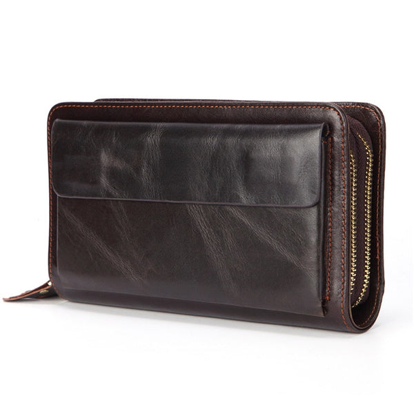[variant_title] - Business Genuine Leather Clutch Wallet Men Long Leather Phone Bag Purse Male  Large Size Handy Coin Wallet Card Holder Money Bag