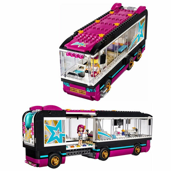 [variant_title] - 684 Pcs 10407 Friends Pop Star Tour Bus Building Blocks 41106 Legoing Friends Figures Bricks Toys for Children Model Toys Gift (no original box)