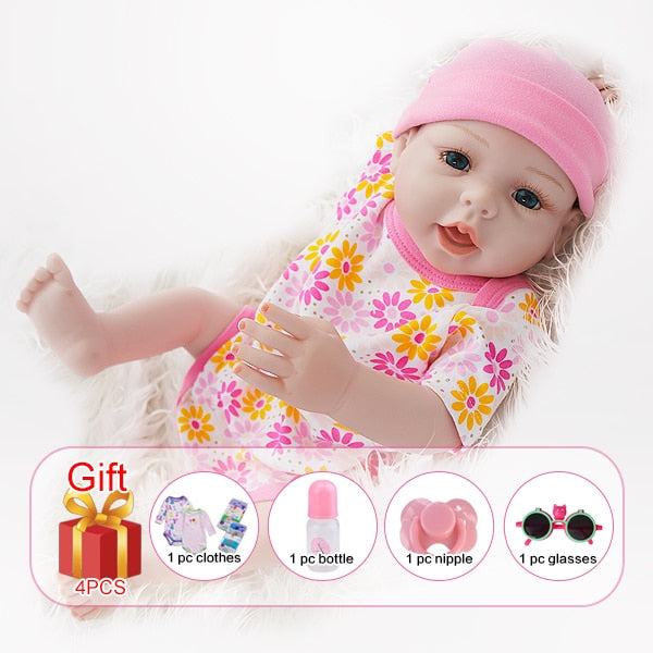 With hair Girl body-1052 - Reborn baby doll 18" Inch Realistic Newborn Baby Dolls Reborn Lifelike Full Body Silicone Babies Handmade Toddler Dolls Toys