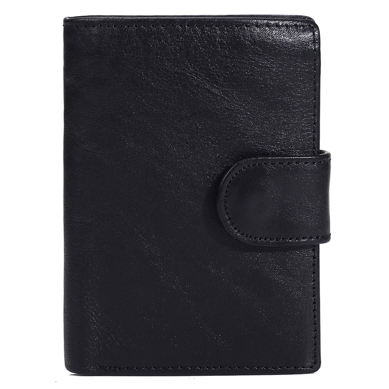 Black - MISFITS Vintage Men Wallet Genuine Leather Short Wallets Male Multifunctional Cowhide Male Purse Coin Pocket Photo Card Holder