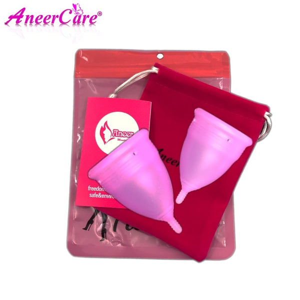 S Lpurple - Coletor Menstrual 2Pcs Medical Grade Silicone Hygiene Menstrual Cups Lady Menstrual Cup Mestrual Aneercare Coupe Menstruell S+L